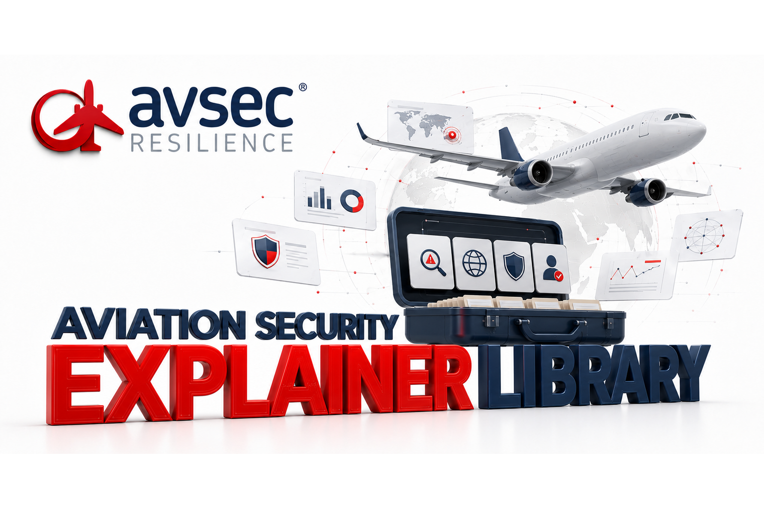 Commercial aircraft with visual guide panels representing aviation security analysis and professional learning